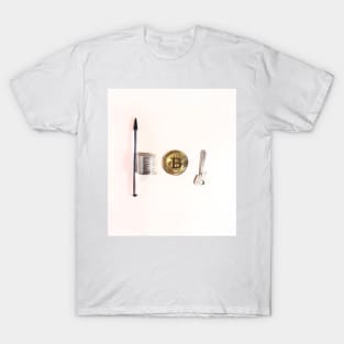 Bitcoin coin and blockchain. Concept of mining business, wealth, miner, cryptocurrency, success T-Shirt